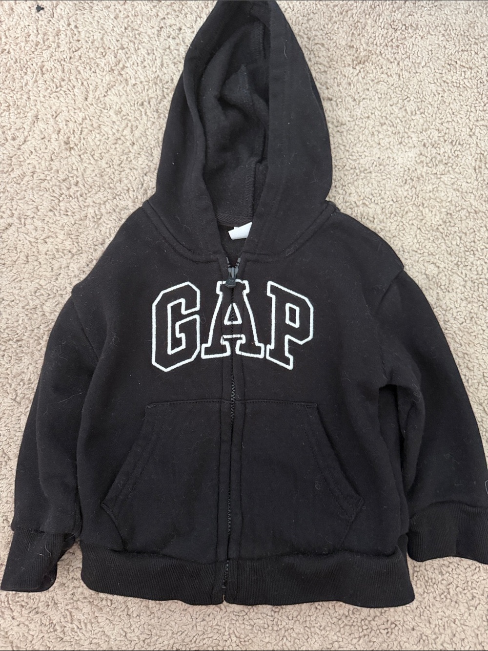 GAP Black Kids Full-Zip Hoodie with White Logo